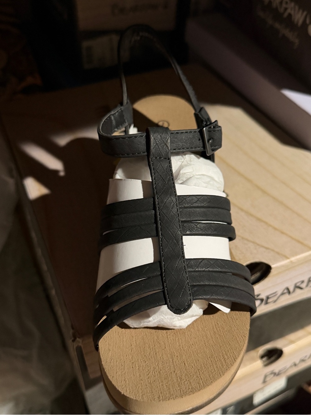 New! BearPaw Black Wedge Sandal size 7 - Picture 2 of 6
